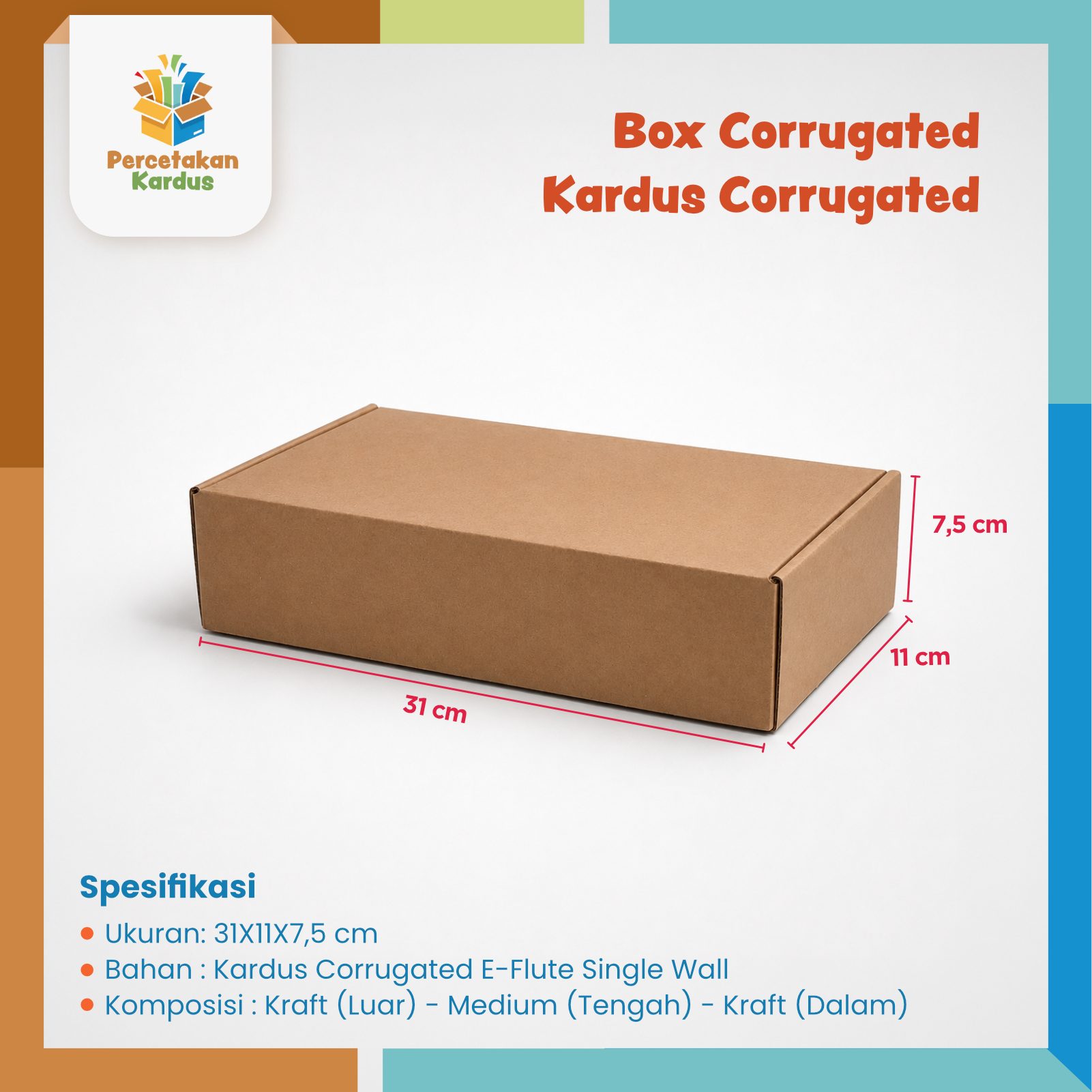 Box corrugated 31x11x7.5 cm Kuncian Samping