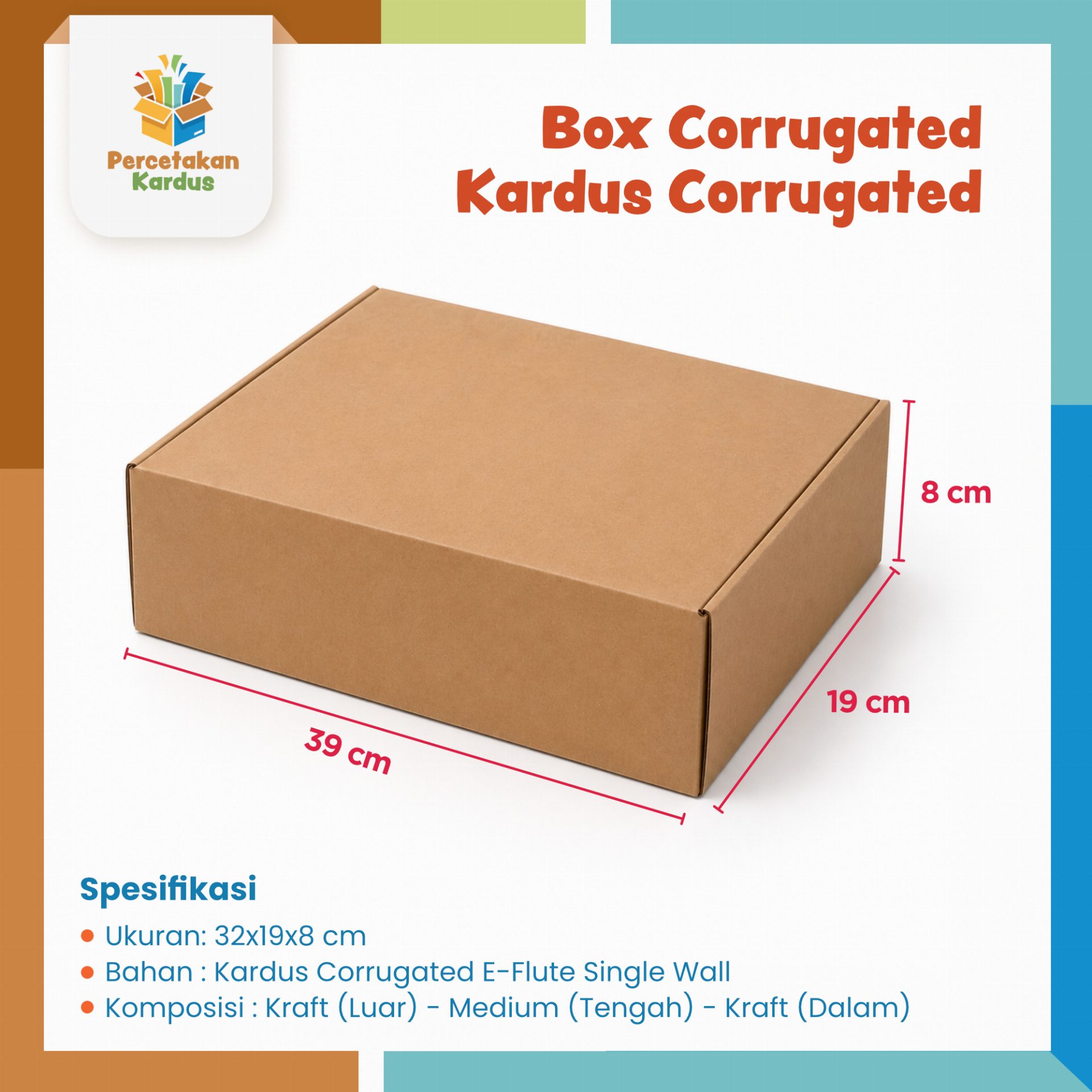 Box corrugated 32x19x8 cm
