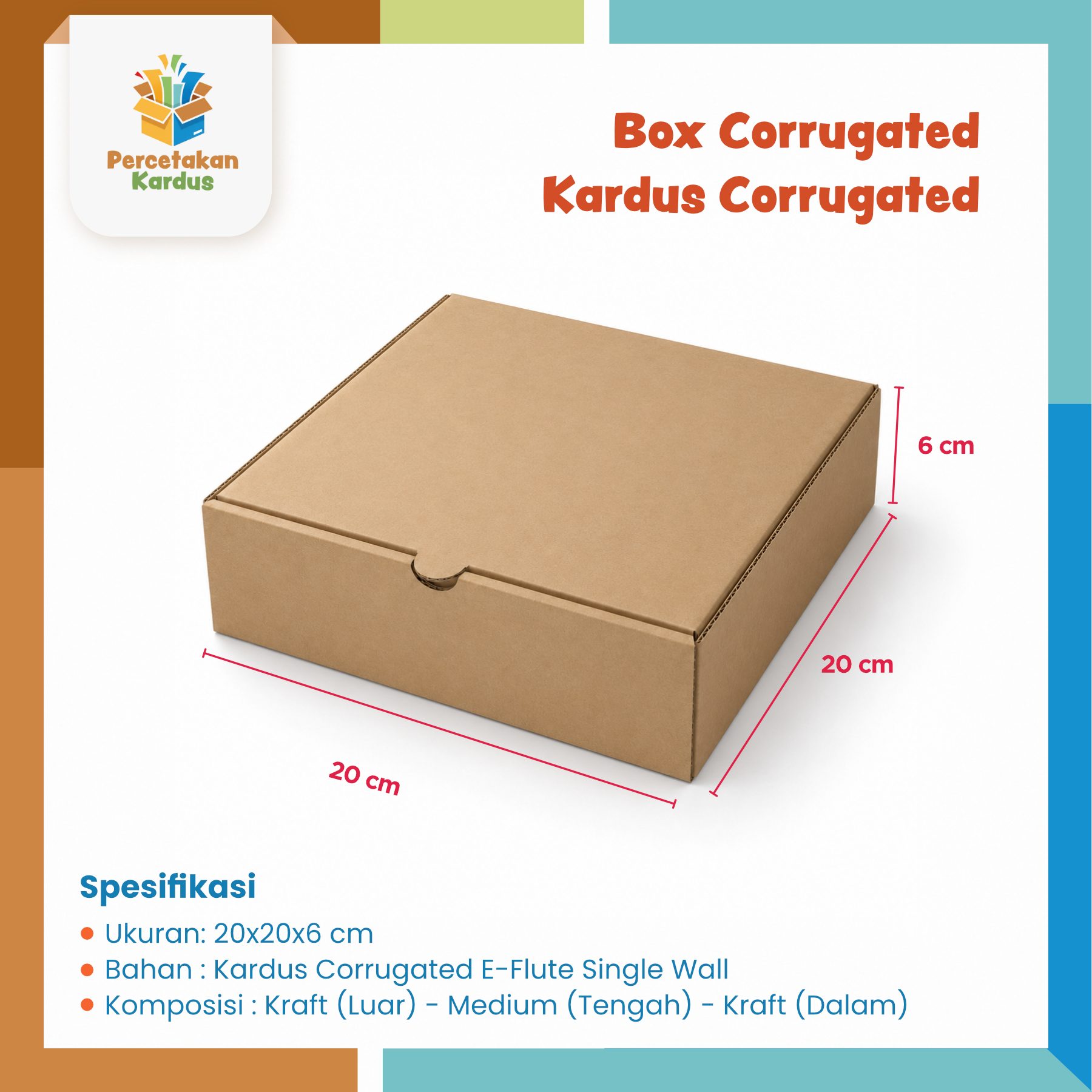 Box corrugated 20x20x6 cm