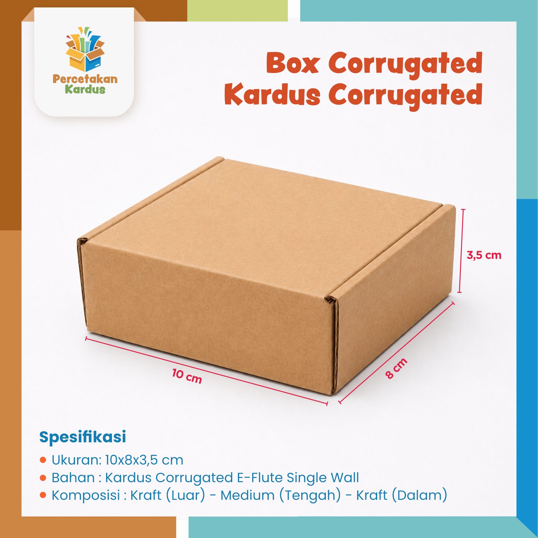 Box Corrugated 10x8x3.5cm Kuncian Samping