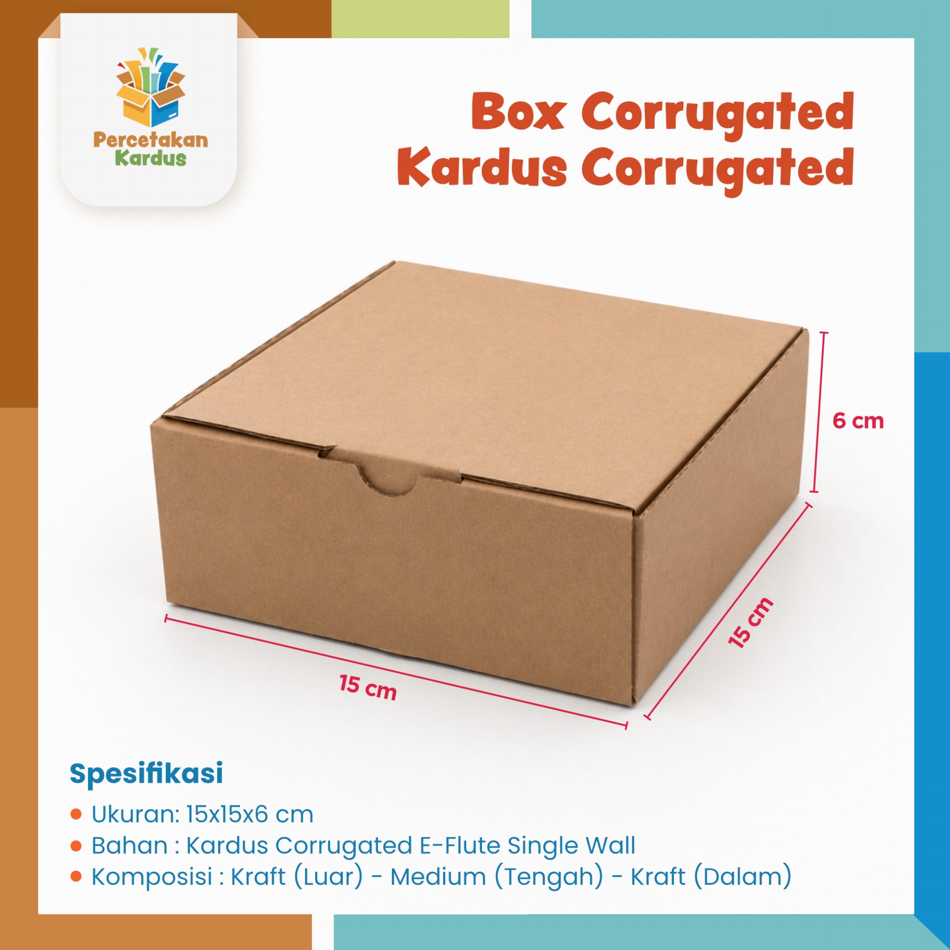 Box corrugated 15x15x6 cm