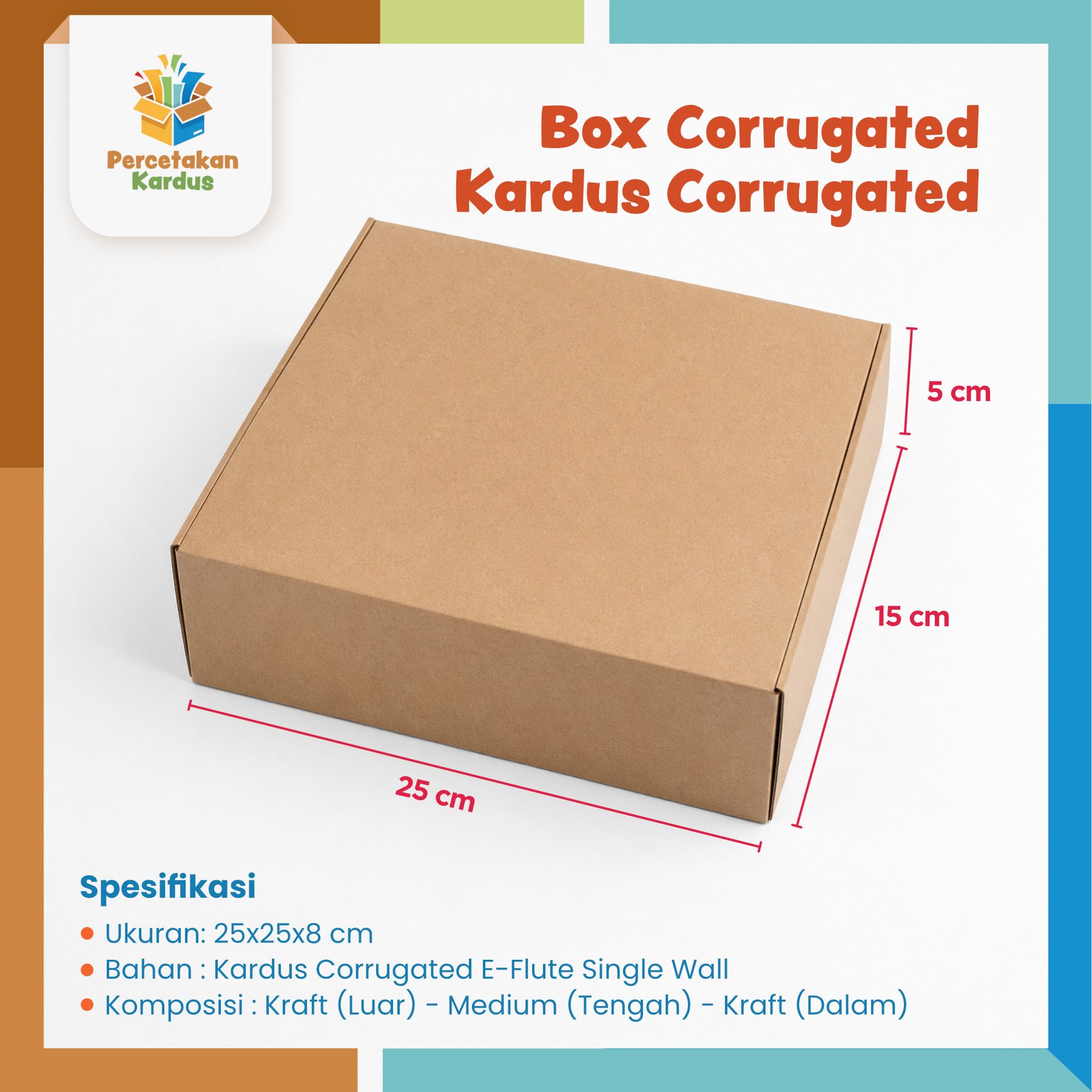 Box corrugated 25x25x8 cm kuncian samping