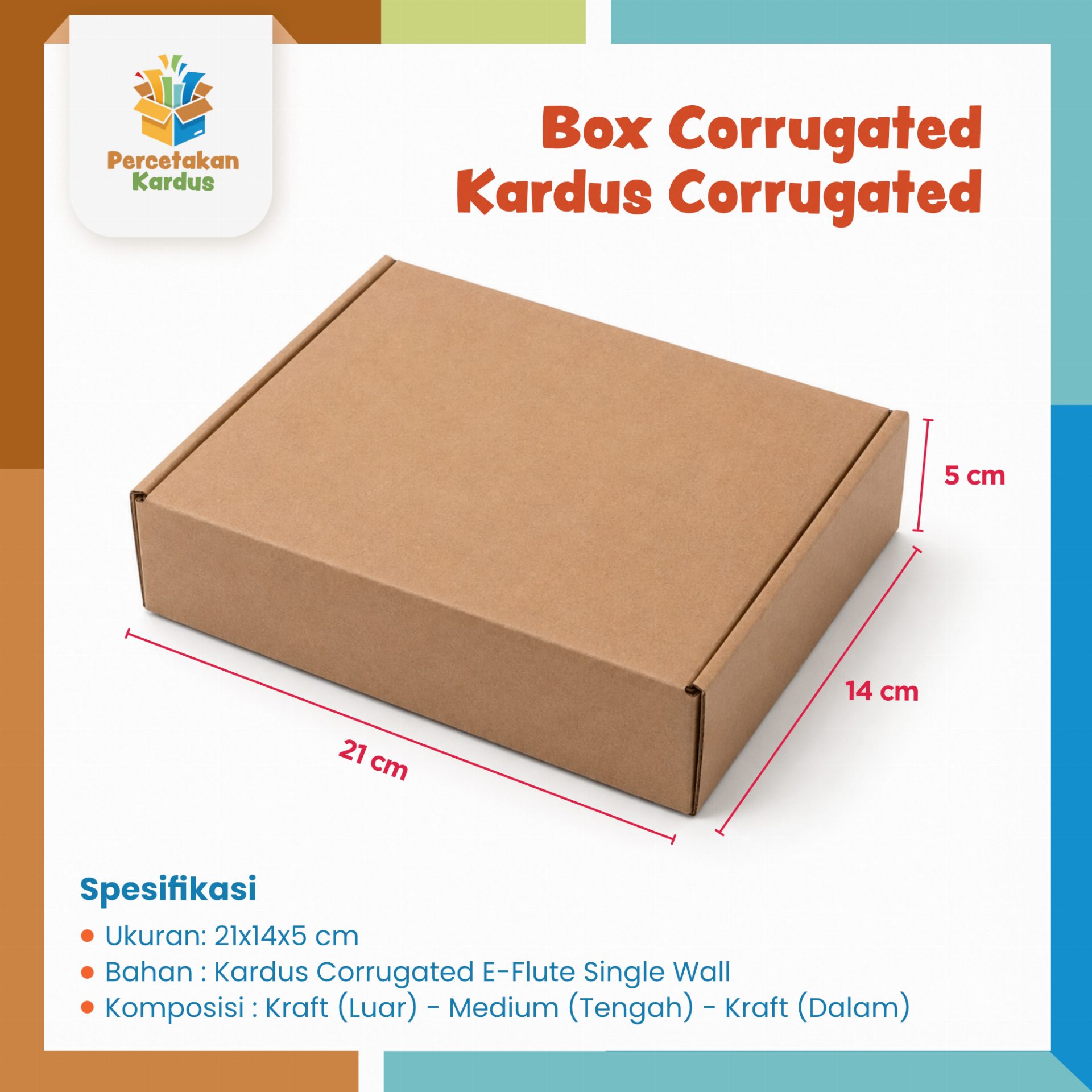Box corrugated 21x14x5 cm