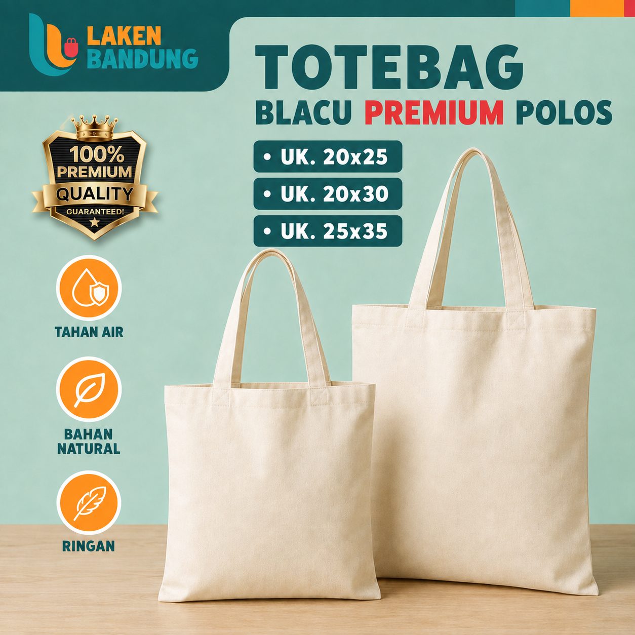 Totebag Blacu 20x25 Tipis