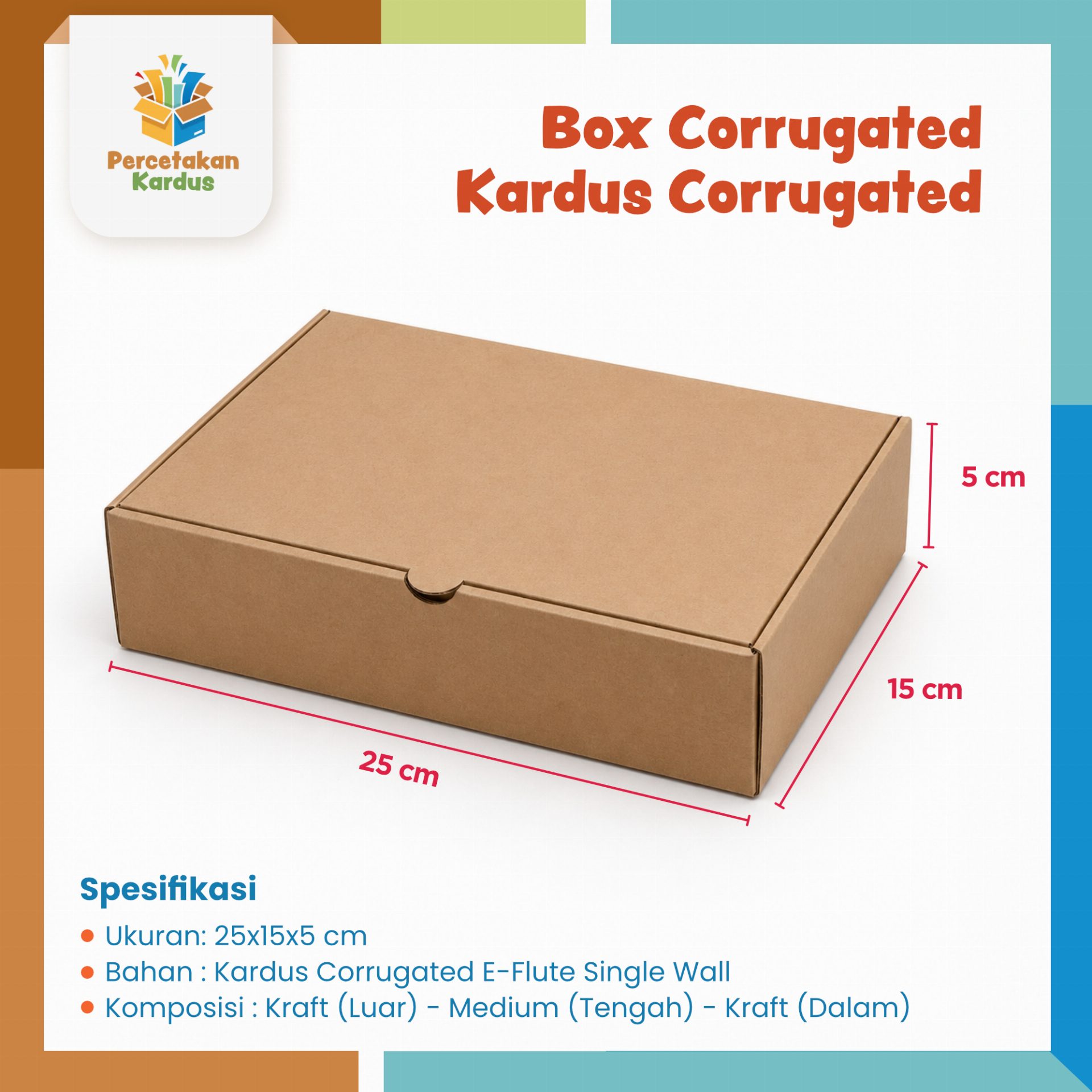 Box corrugated 25x15x5 cm
