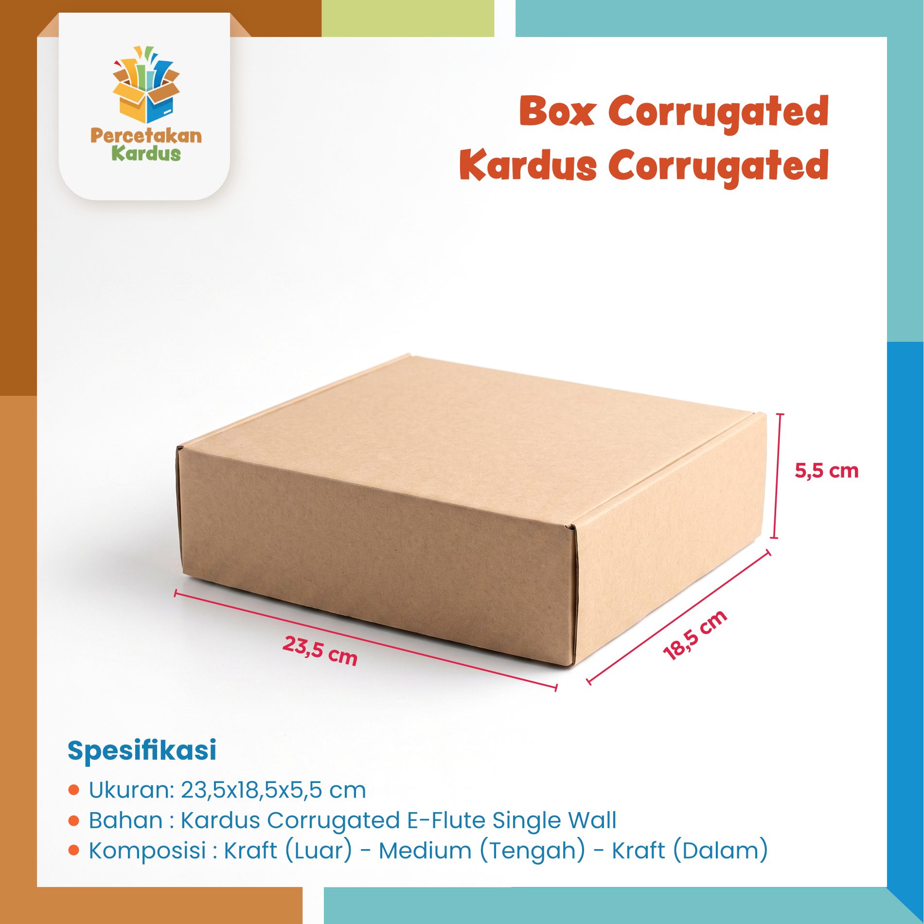 Box Corrugated 23.5x18.5x5.5cm Kuncian Samping