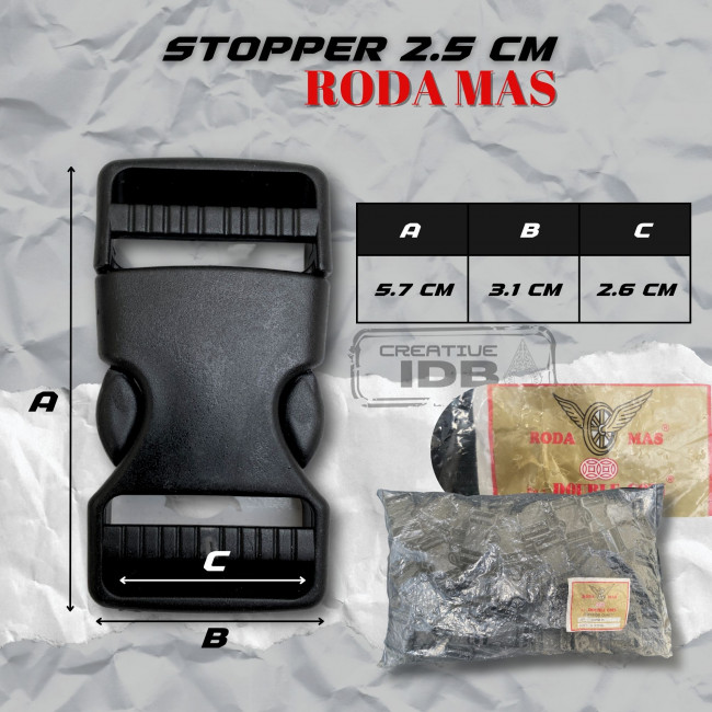 Stoper 2.5cm Hitam RODA MAS