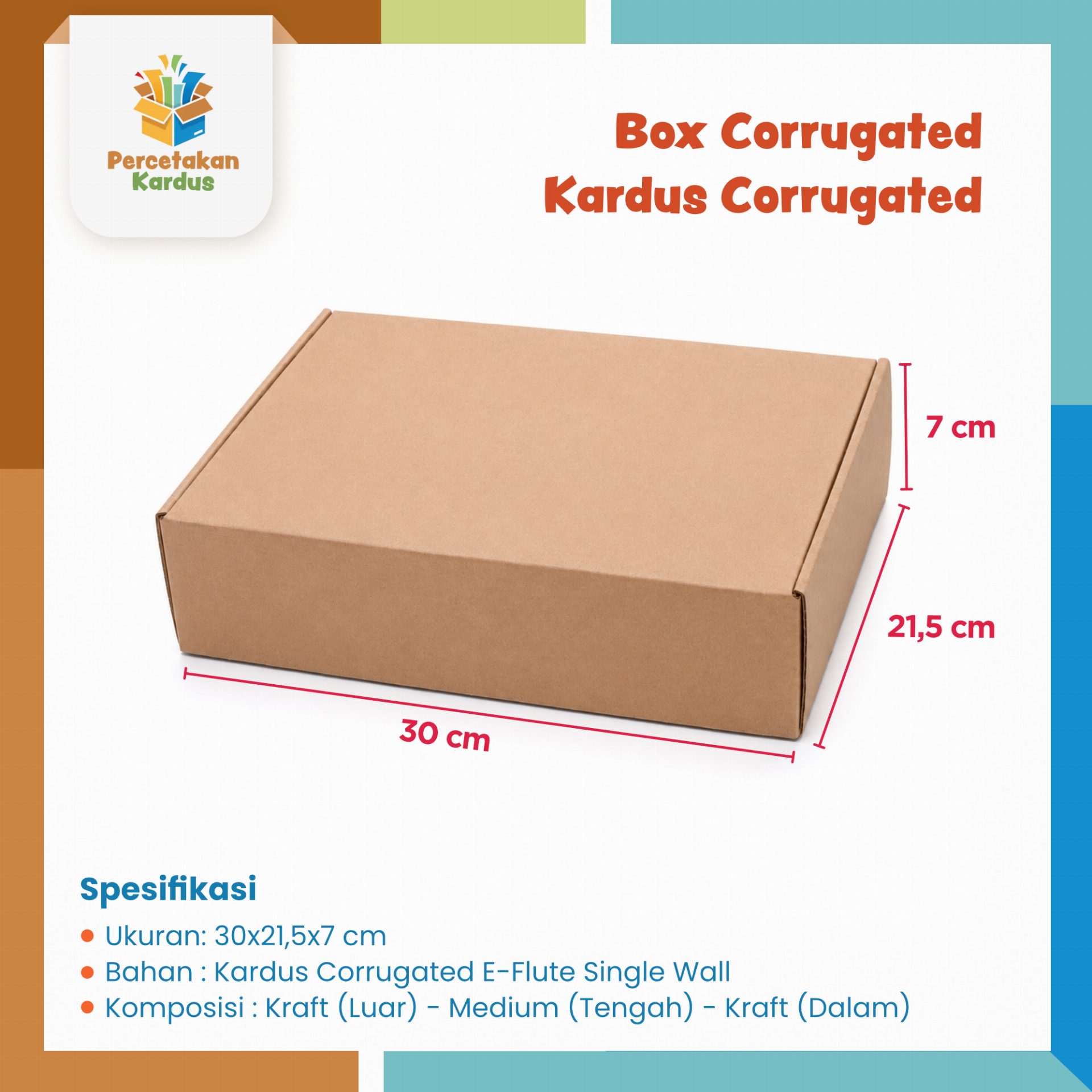 Box Corrugated 30x21.5x7  cm kuncian samping