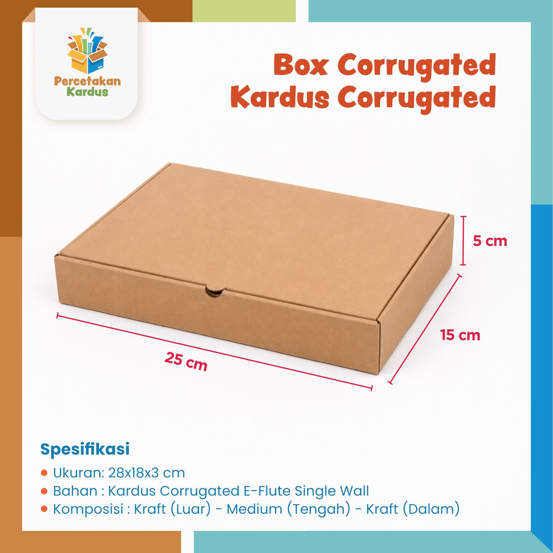 Box corrugated 28x18x3 cm