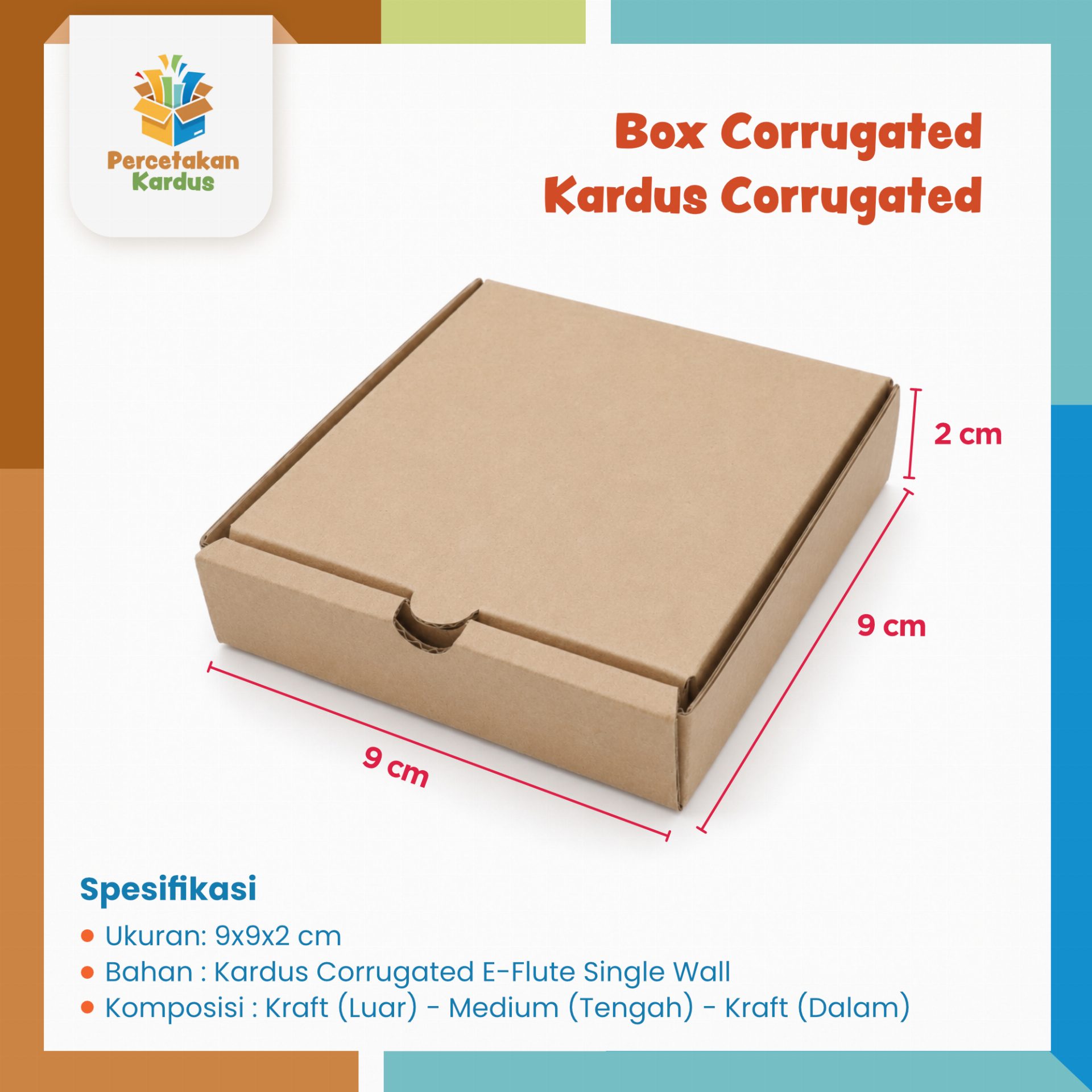 Box Corrugated 9x9x2cm