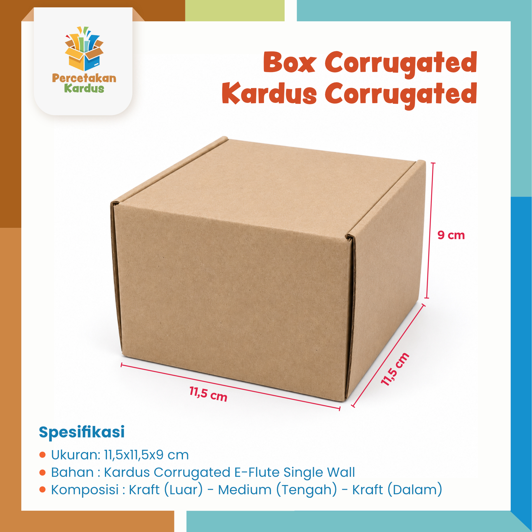 Box Corrugated 11.5x11.5x9cm Kuncian Samping