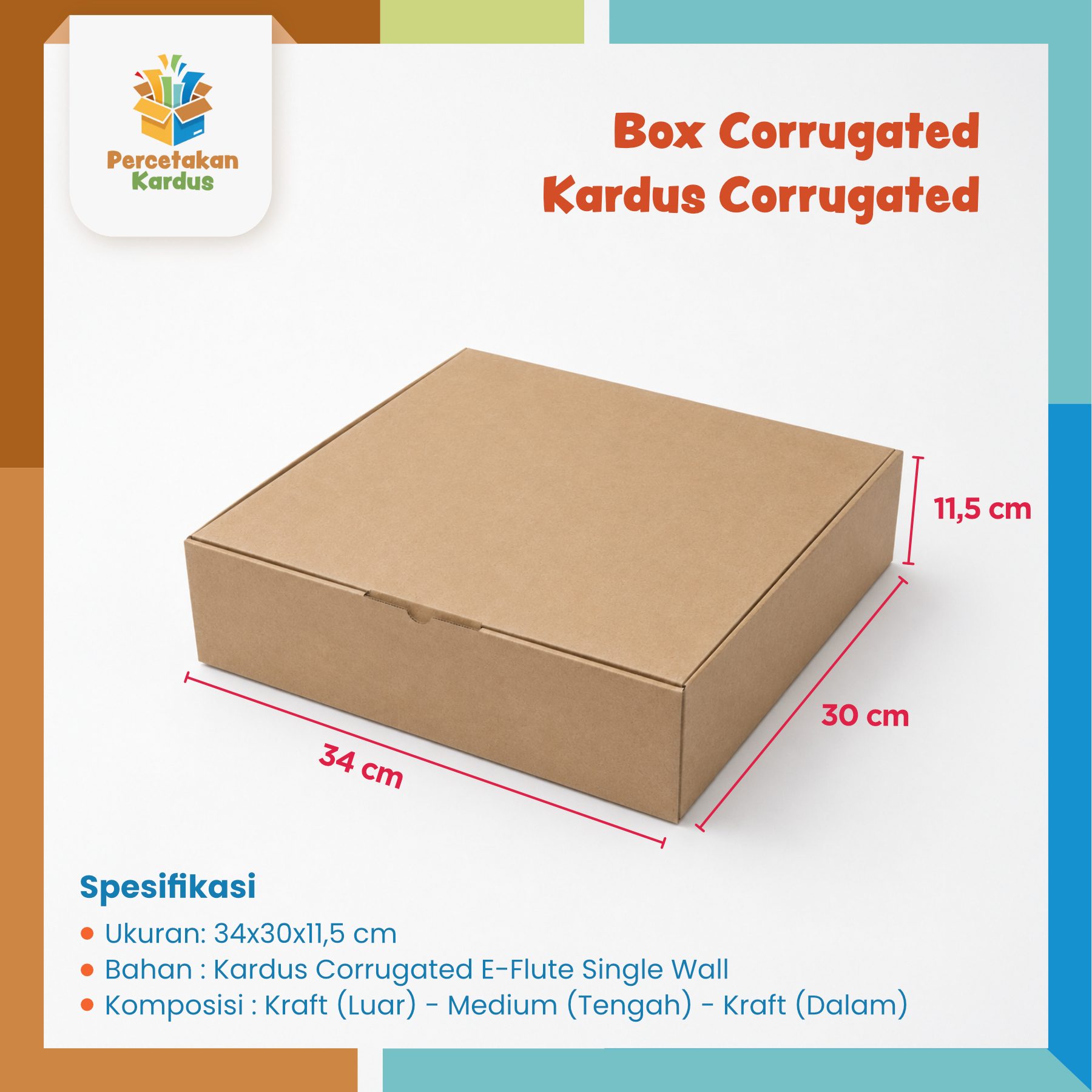 Box corrugated 34x30x11.5 cm